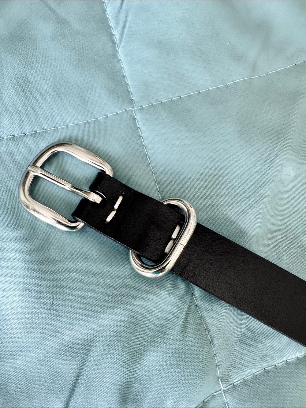 GAP Black Leather Belt with Polished Silver Buckle